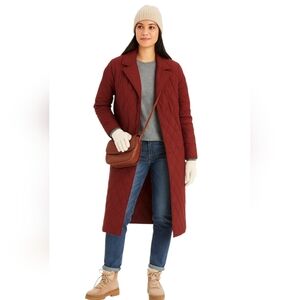 Garnett Hill Quilted Down long Puffer Winter Coat in Brown